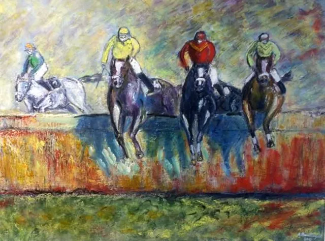 Les chevaux, 100 × 81 cm — peinture d’Alain Bouillaguet