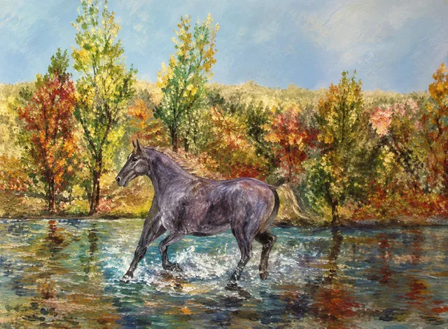 Stewball, 55 × 46 cm — peinture d’Alain Bouillaguet
