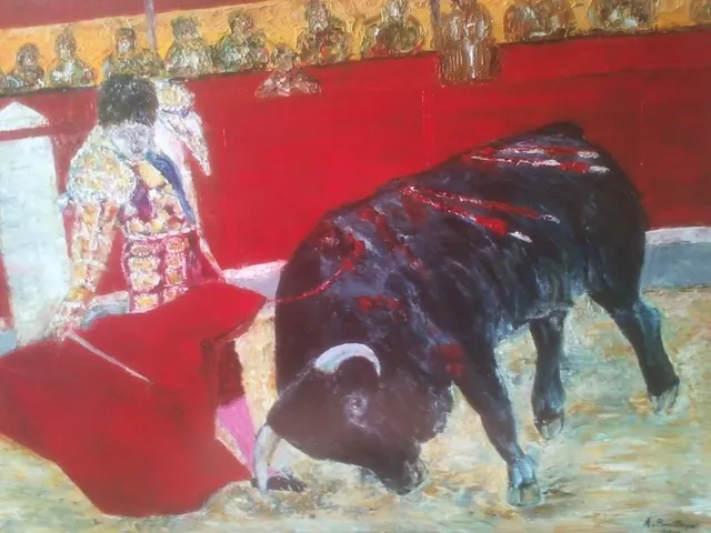La corrida, 61 × 50 cm — peinture d’Alain Bouillaguet