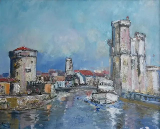 Le port de la Rochelle, 61 × 50 cm — peinture d’Alain Bouillaguet
