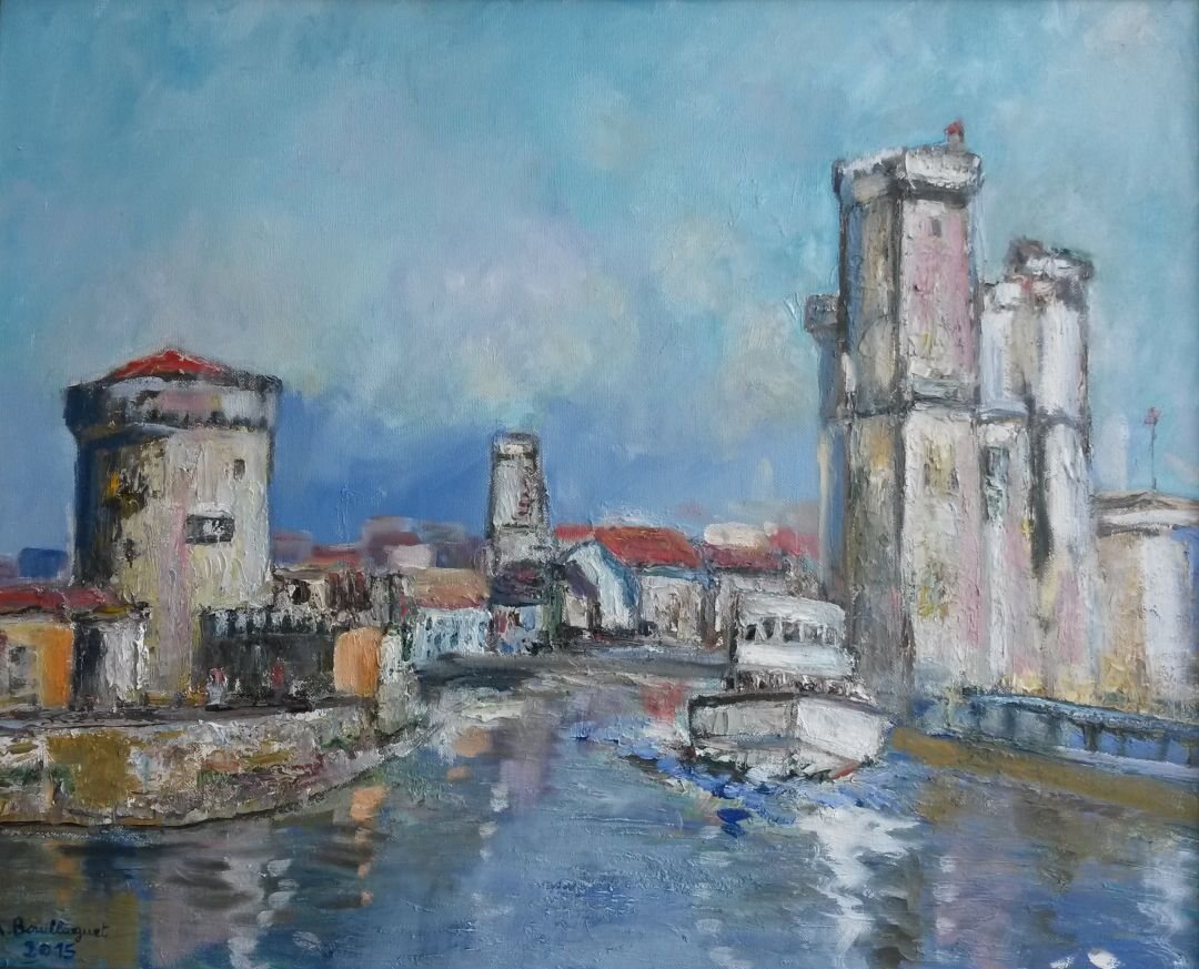 Le port de la Rochelle, 61 × 50 cm — peinture d’Alain Bouillaguet