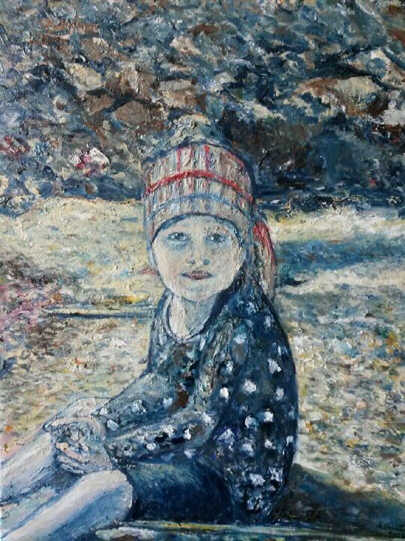 La petite Lina, 61 × 50 cm — peinture d’Alain Bouillaguet