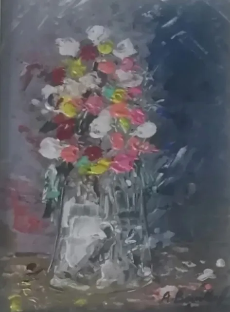 Vase de Fleurs, 13 × 18 cm — peinture d’Alain Bouillaguet