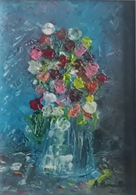 Vase de Fleurs, 13 × 18 cm — peinture d’Alain Bouillaguet