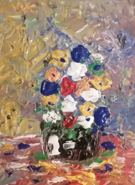 Vase de fleurs, 13 × 18 cm — peinture d’Alain Bouillaguet