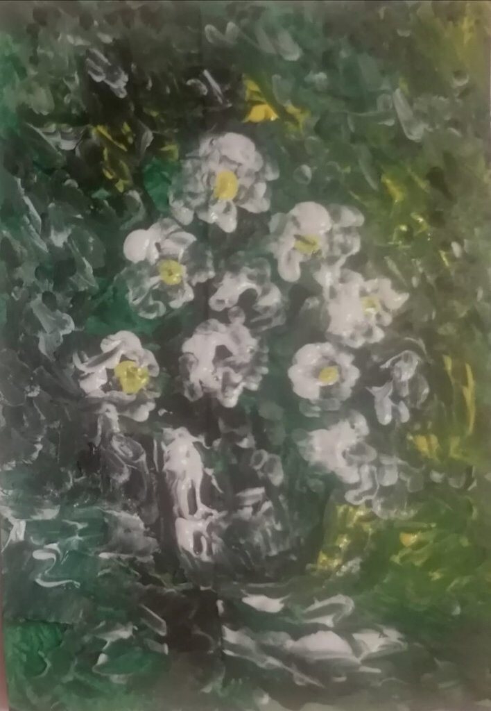 Vase de fleurs, 24 × 30 cm — peinture d’Alain Bouillaguet