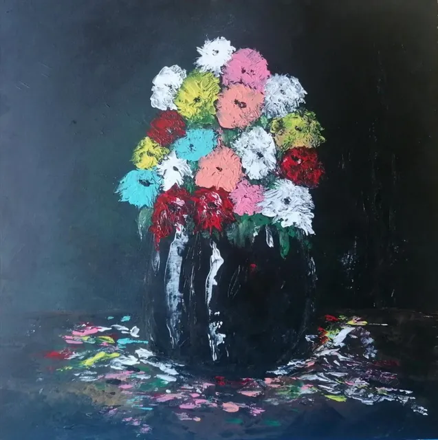 Vase, 40 × 40 cm — peinture d’Alain Bouillaguet