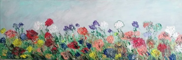 Fleurs, 40 × 20 cm — peinture d’Alain Bouillaguet