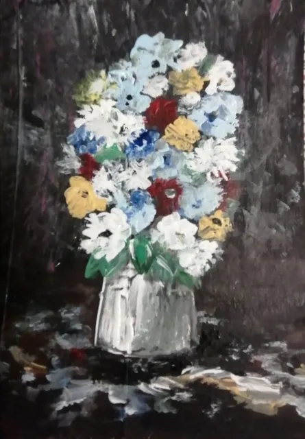Vase de fleurs, 13 × 18 cm — peinture d’Alain Bouillaguet