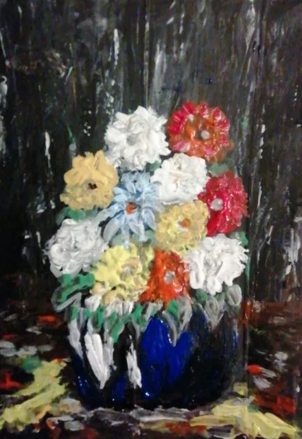 Vase de fleurs, 13 × 18 cm — peinture d’Alain Bouillaguet