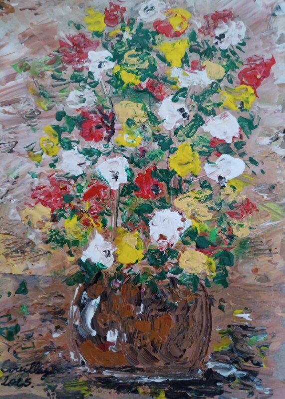 Vase de fleurs — peinture d’Alain Bouillaguet