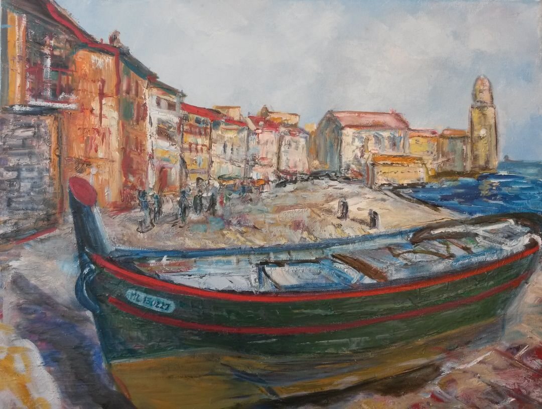 Collioure, 61 × 50 cm — peinture d’Alain Bouillaguet
