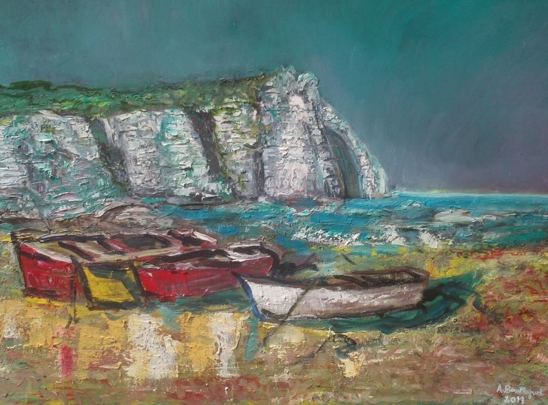Etretat, 61 × 50 cm — peinture d’Alain Bouillaguet