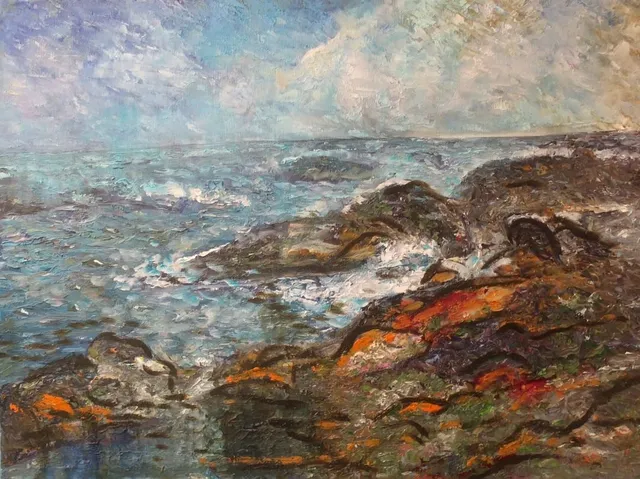 Mer de Bretagne, 61 × 50 cm — peinture d’Alain Bouillaguet