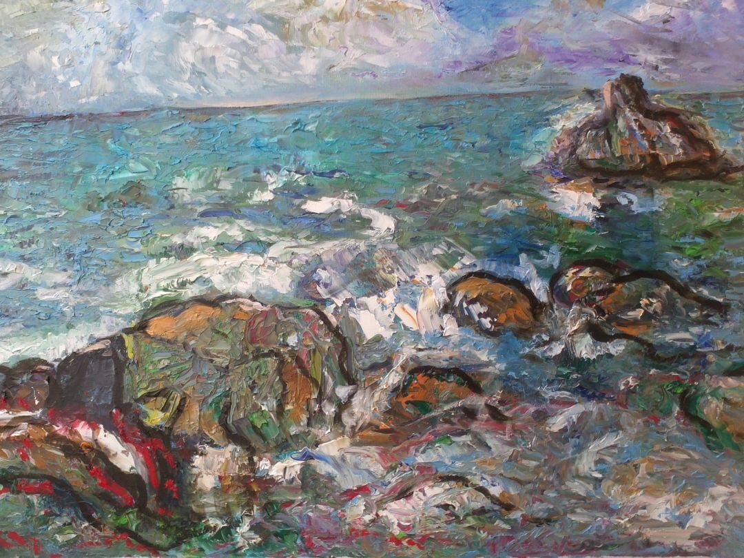 Mer de Bretagne, 61 × 50 cm — peinture d’Alain Bouillaguet
