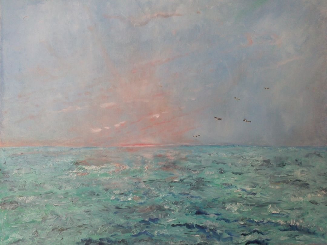 La mer, 61 × 50 cm — peinture d’Alain Bouillaguet