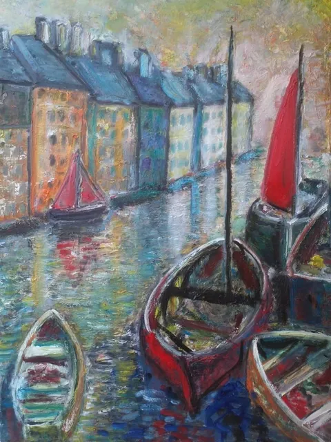 Le Canal, 65 × 50 cm — peinture d’Alain Bouillaguet