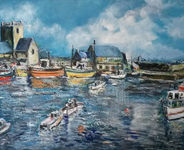 Barfleur, 61 × 50 cm — peinture d’Alain Bouillaguet