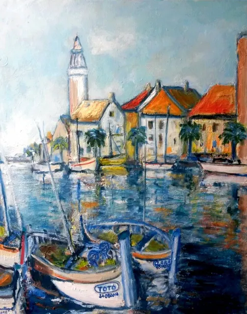 Le Grau du Roi, 61 × 50 cm — peinture d’Alain Bouillaguet