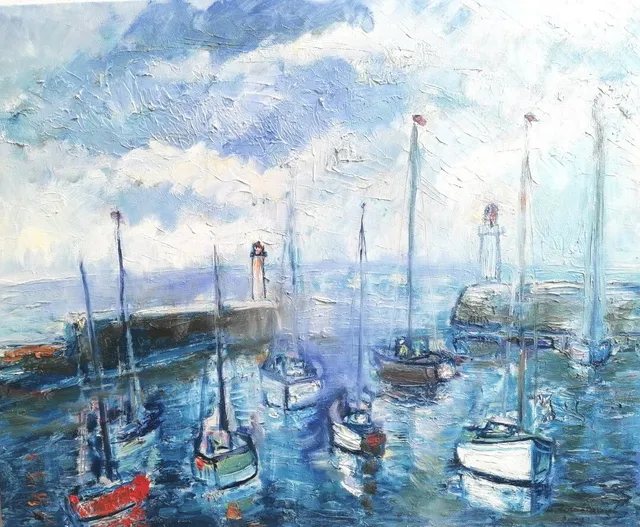 Port Tudy, 61 × 50 cm — peinture d’Alain Bouillaguet