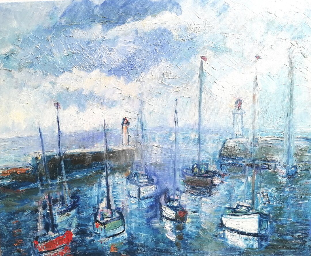 Port Tudy, 61 × 50 cm — peinture d’Alain Bouillaguet