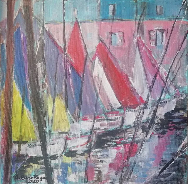 Paimpol, 30 × 30 cm — peinture d’Alain Bouillaguet