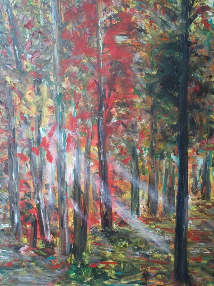 Sous bois, 61 × 50 cm — peinture d’Alain Bouillaguet