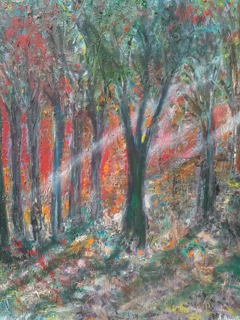 Crépuscule, 61 × 50 cm — peinture d’Alain Bouillaguet