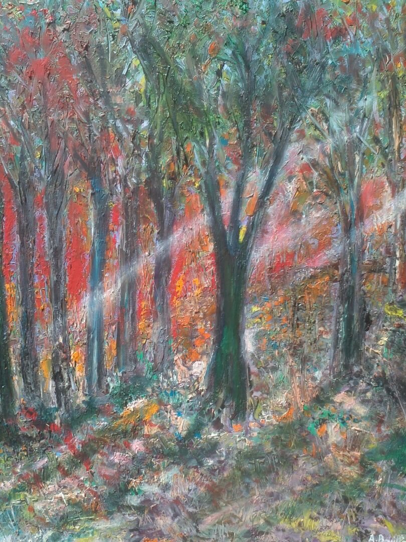 Crépuscule, 61 × 50 cm — peinture d’Alain Bouillaguet