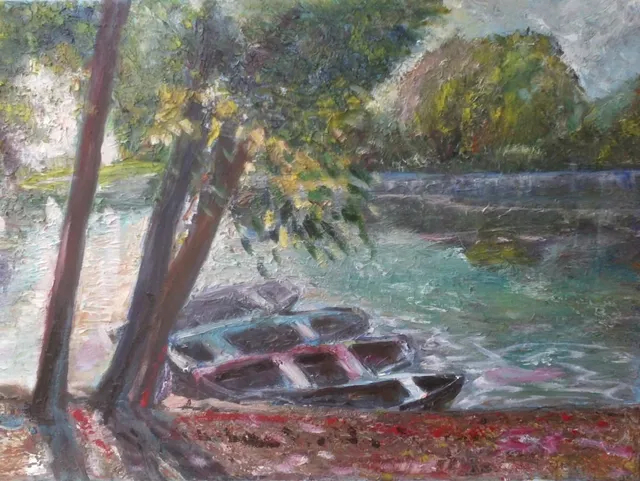 La Dordogne, 65 × 46 cm — peinture d’Alain Bouillaguet
