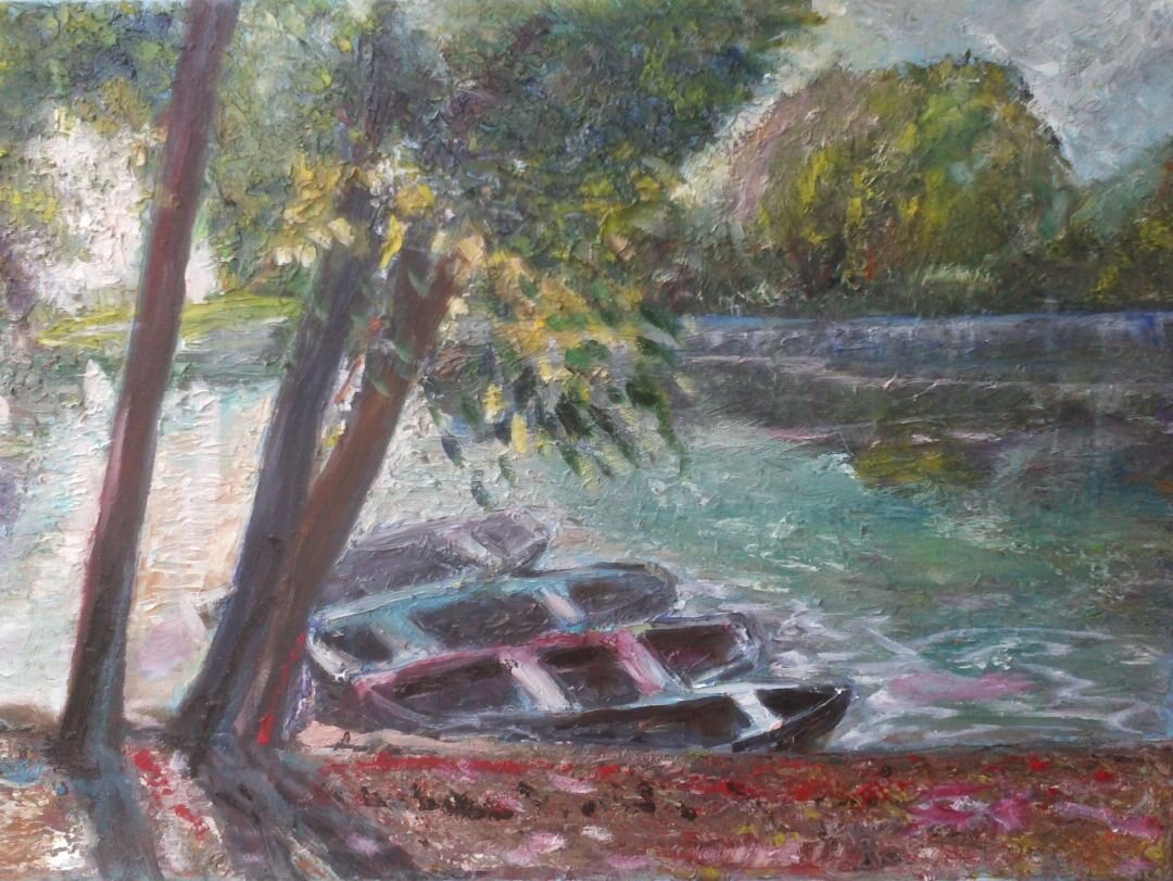 La Dordogne, 65 × 46 cm — peinture d’Alain Bouillaguet