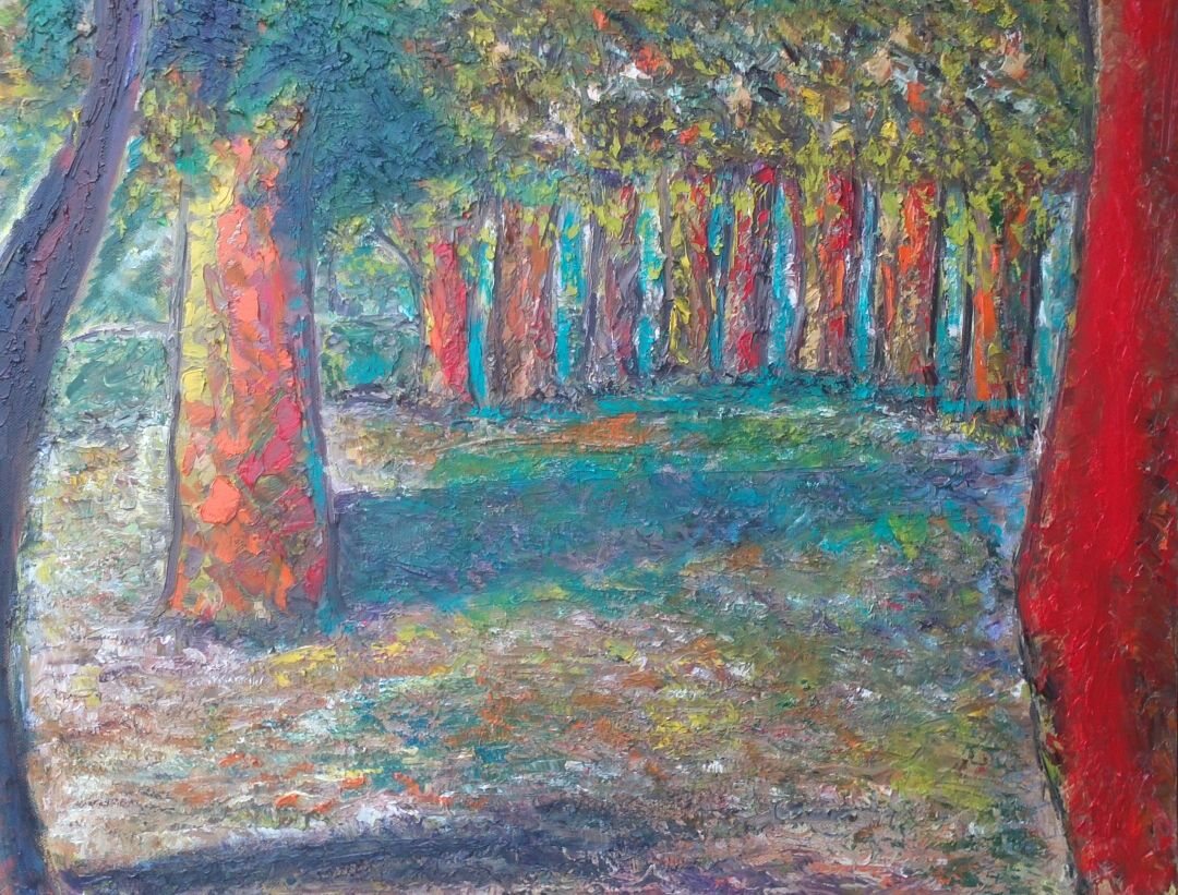 La Clairière, 61 × 50 cm — peinture d’Alain Bouillaguet