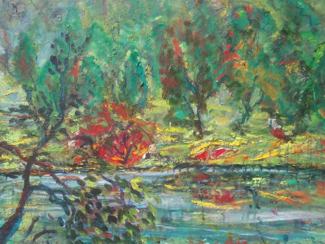 Petit lac de montagne, 61 × 50 cm — peinture d’Alain Bouillaguet