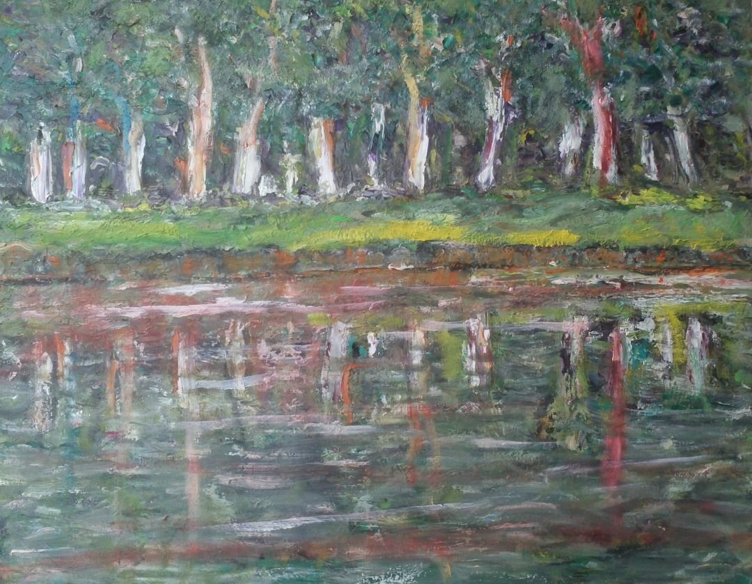 Au fil de l'eau, 61 × 50 cm — peinture d’Alain Bouillaguet