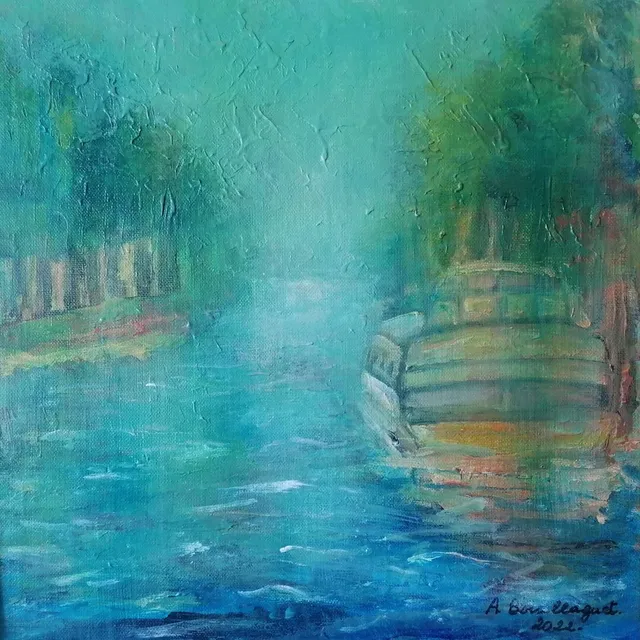 Canal du Midi, 30 × 30 cm — peinture d’Alain Bouillaguet