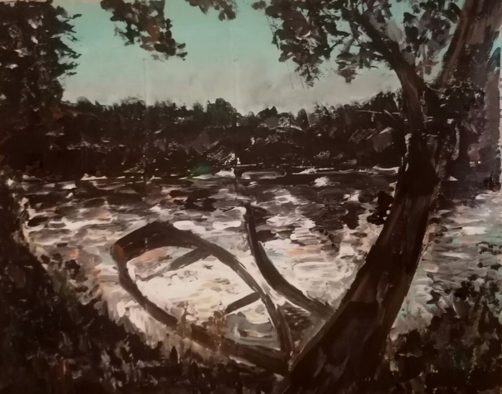 Crépuscule, 24 × 30 cm — peinture d’Alain Bouillaguet