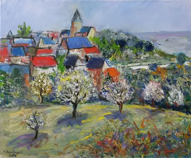 Pommiers de Saint Robert, 61 × 50 cm — peinture d’Alain Bouillaguet
