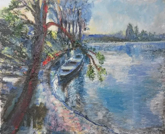 La Dordogne au Roc pres de Souillac, 61 × 50 cm — peinture d’Alain Bouillaguet