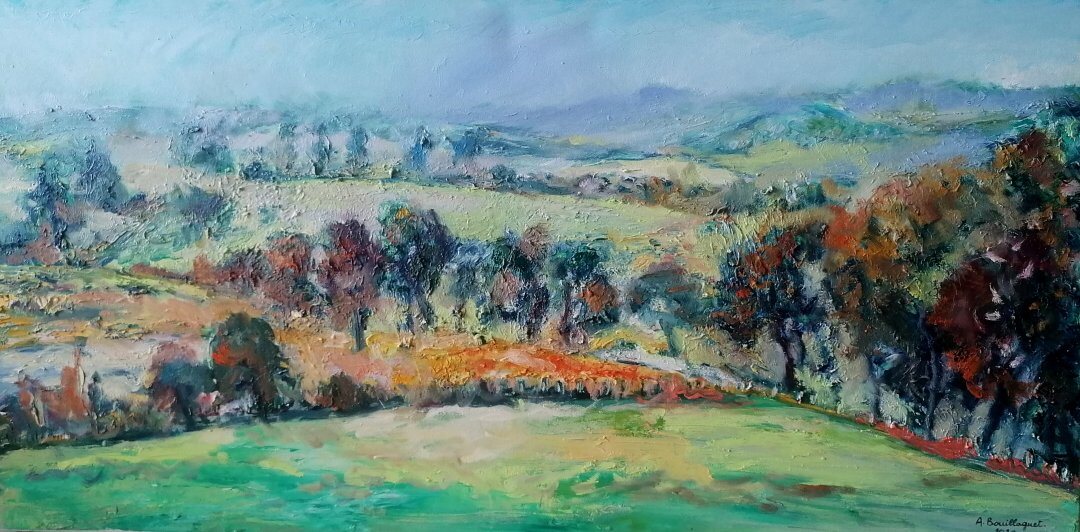 Le Bas Limousin, 100 × 50 cm — peinture d’Alain Bouillaguet