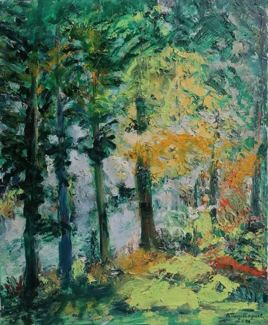 Les Ménuires, 61 × 50 cm — peinture d’Alain Bouillaguet