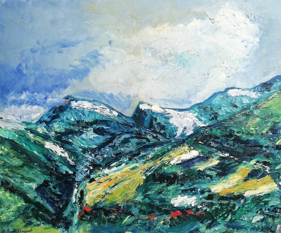 Les Ménuires, 61 × 50 cm — peinture d’Alain Bouillaguet