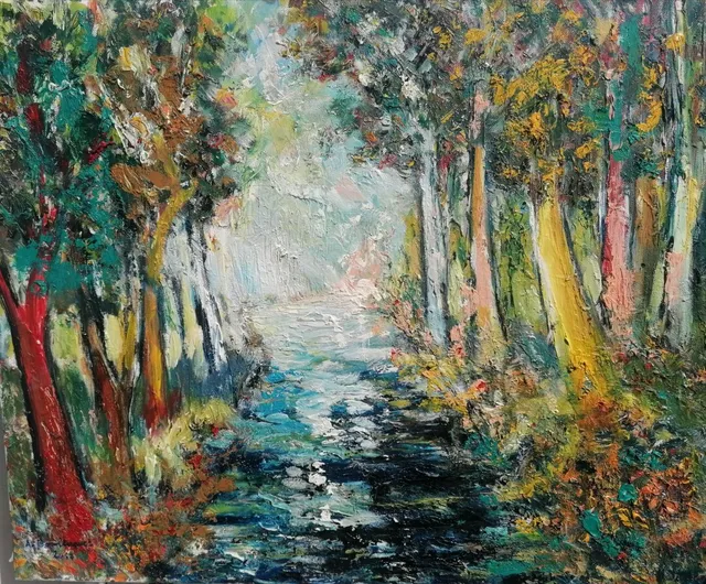 La Corrèze des Fauves, 61 × 50 cm — peinture d’Alain Bouillaguet