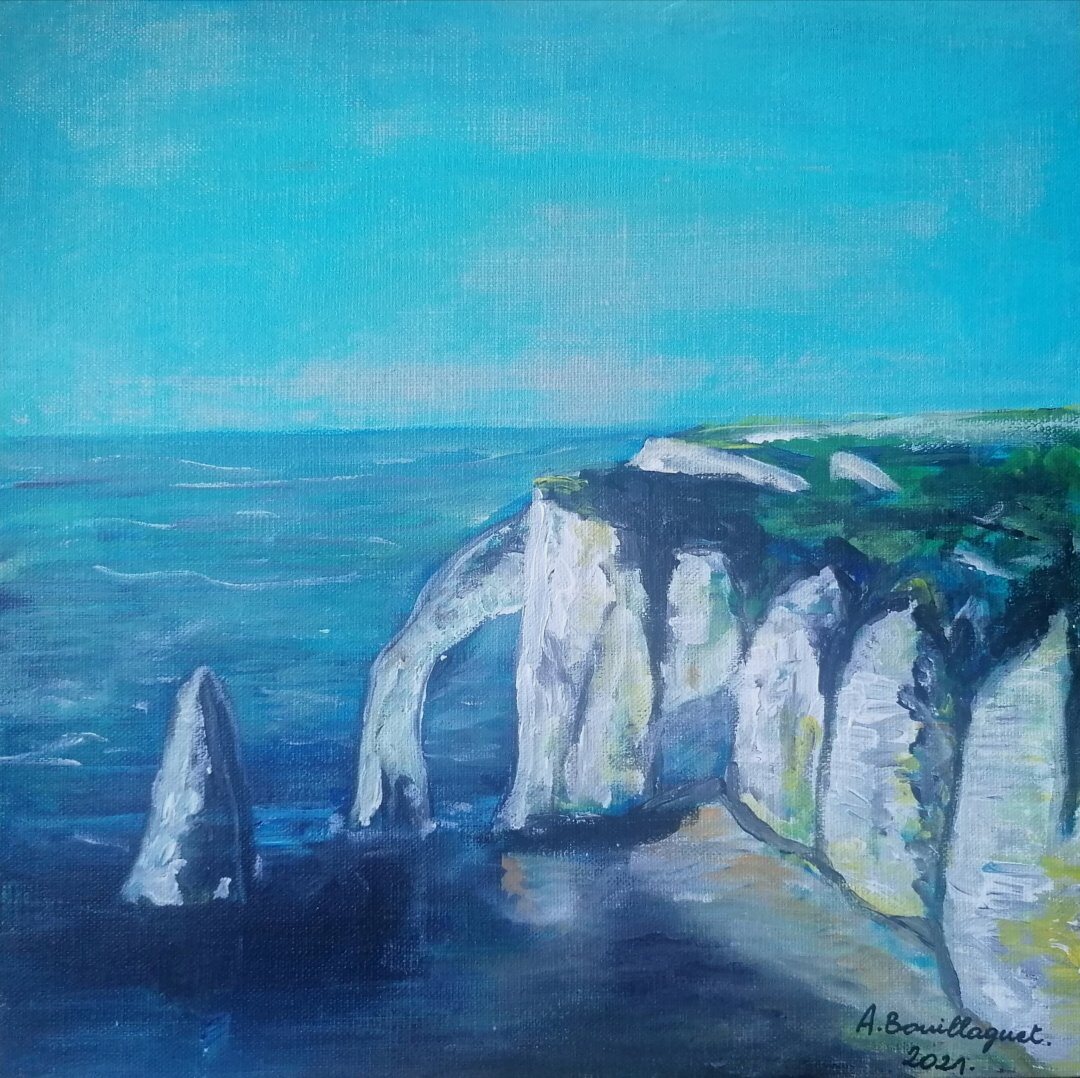 Etretat, 30 × 30 cm — peinture d’Alain Bouillaguet