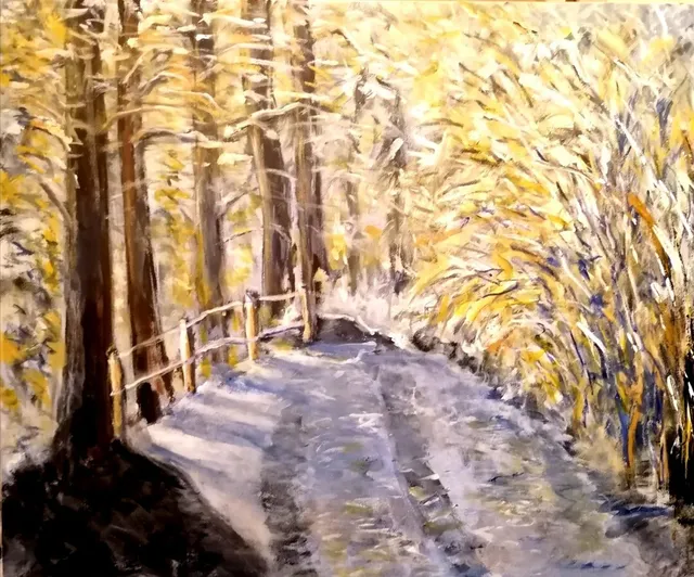 L'hiver au Busson, 61 × 50 cm — peinture d’Alain Bouillaguet