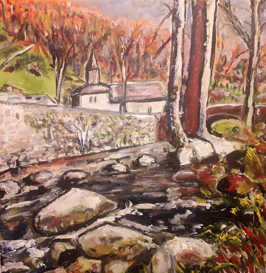 La Corrèze à Corrèze, 61 × 50 cm — peinture d’Alain Bouillaguet