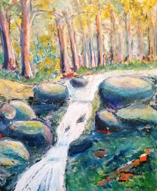 L'eau et les cailloux, 61 × 50 cm — peinture d’Alain Bouillaguet