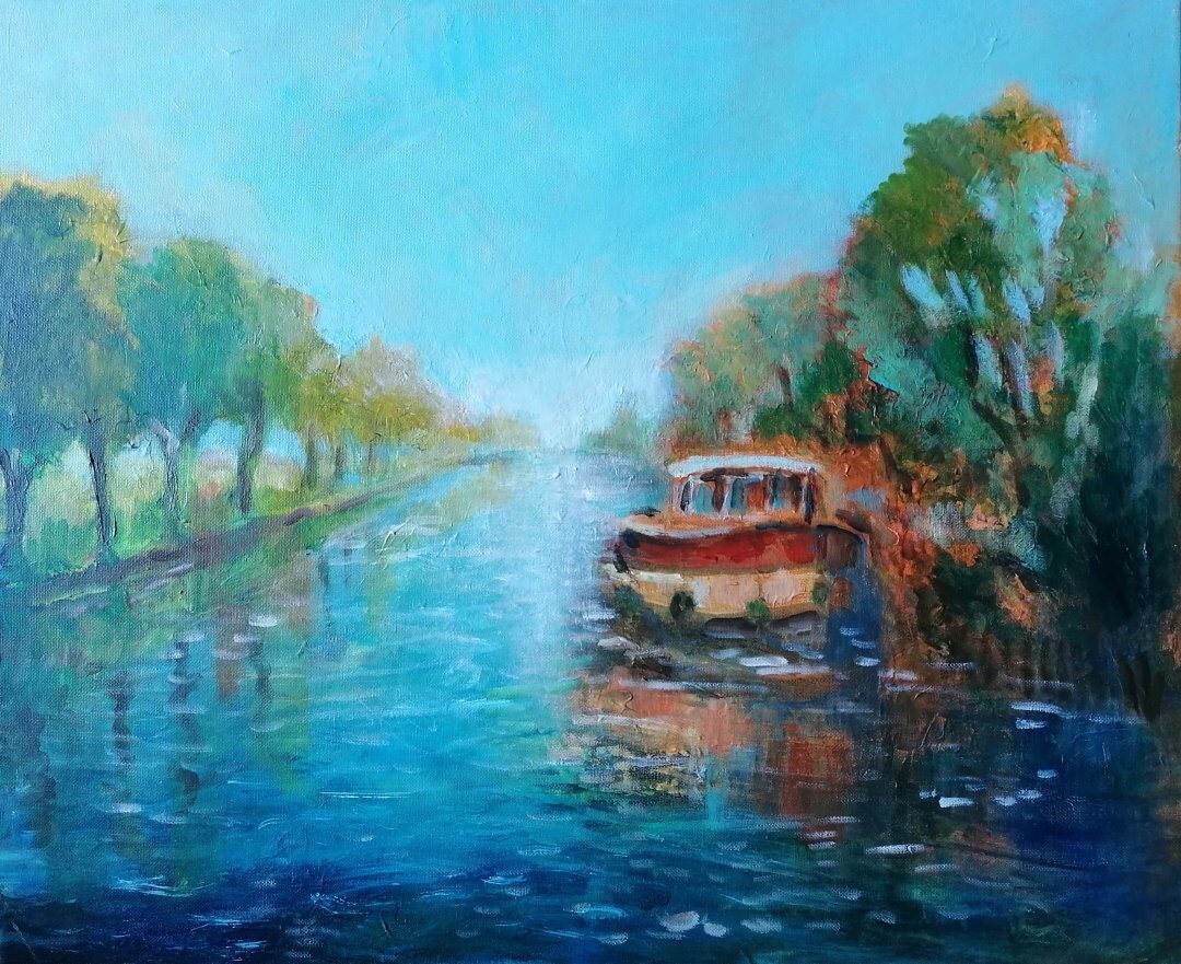 Canal du Midi, 61 × 50 cm — peinture d’Alain Bouillaguet