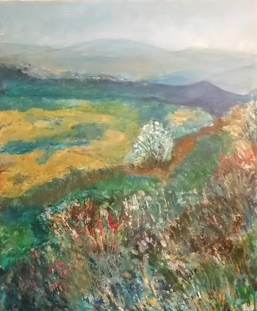 Les Monédières, 61 × 50 cm — peinture d’Alain Bouillaguet