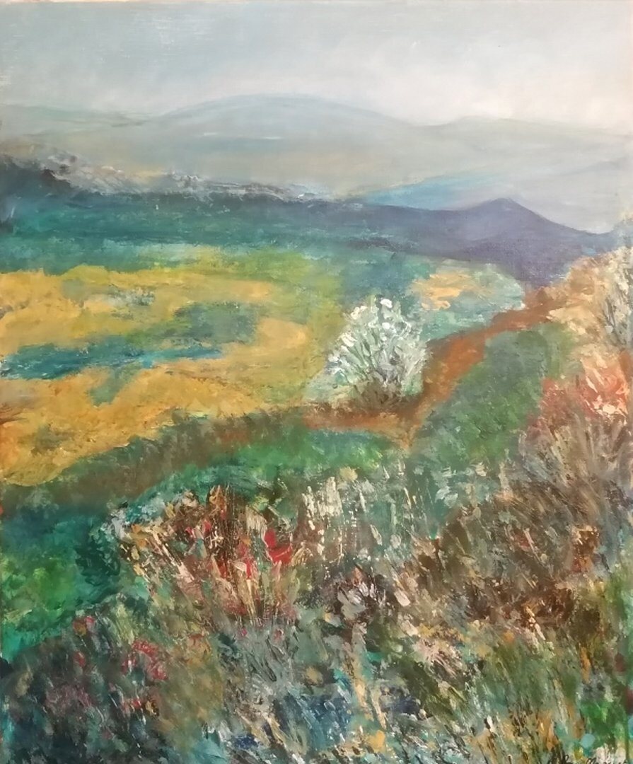 Les Monédières, 61 × 50 cm — peinture d’Alain Bouillaguet