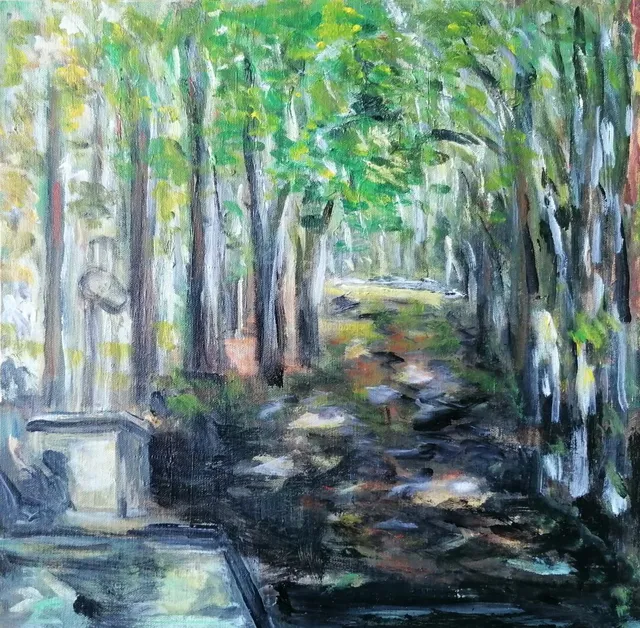 Le Parc, 51 × 50 cm — peinture d’Alain Bouillaguet